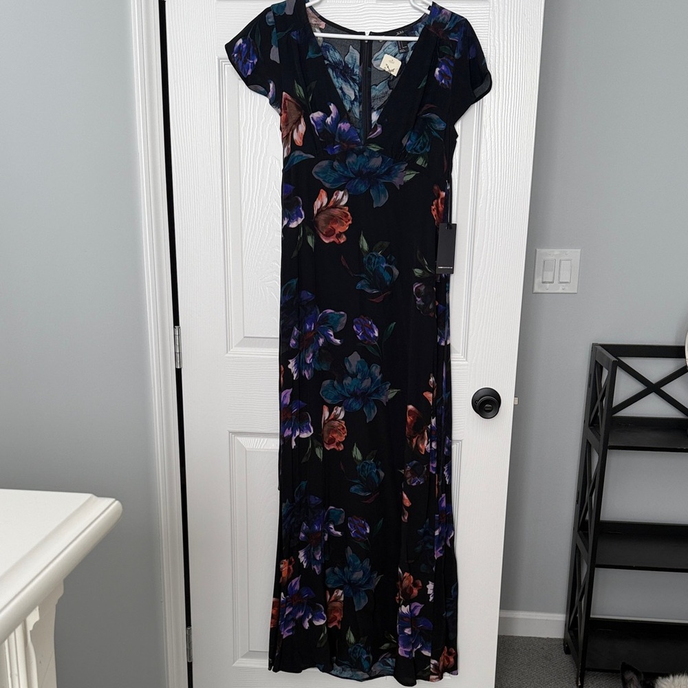 Forever 21 Black Maxi Dress with Multicolor Floral Pattern